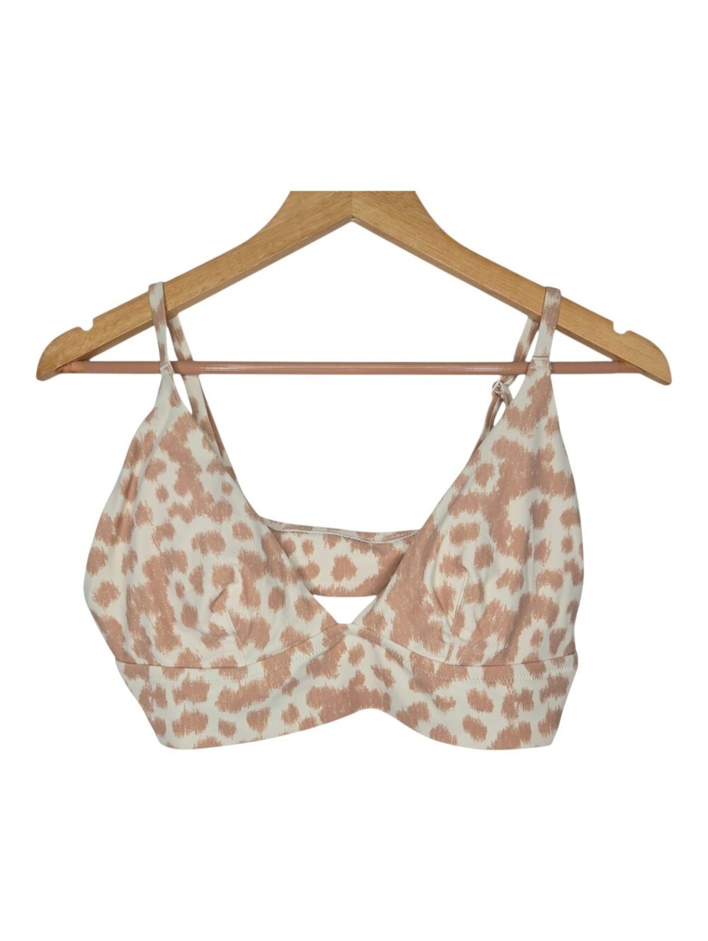 Aerie Womens Tan Cheetah Print Jacquard Crossover Triangle Bikini Top XL